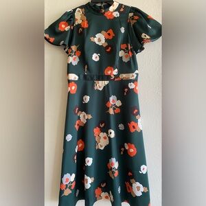 Ann Taylor Green Dress with Orange Accents
